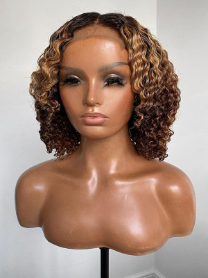 Elva Hair 100% Human Hair Hot Bob Wig 13x6 Lace Front Wigs Blonde High light Bob Wig Swiss Lace【00376】