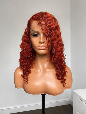 Elva Hair 100% Human Hair Hot Bob Wig 13x6 Lace Front Wigs Orange Bob Wig Swiss Lace【00377】