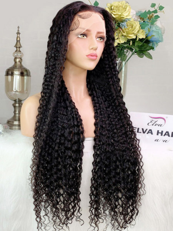 synthetic jerry curl lace front wig